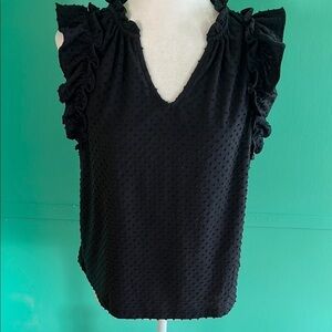 J Crew dots and ruffle sleeve tunic